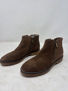 Womens Brown Suede Chelsea Ankle Boots with Side Zip